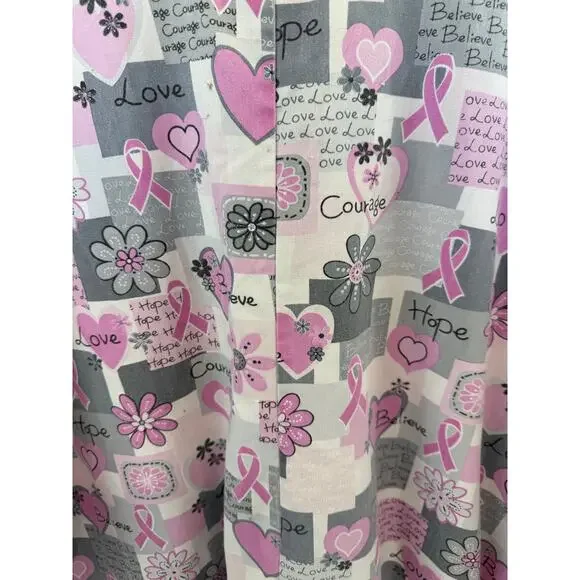 Scrub HQ 2 XL Scrub Top Cancer pinks short sleeve 28" pit to pit v-neck 3 pocket - Picture 3 of 10